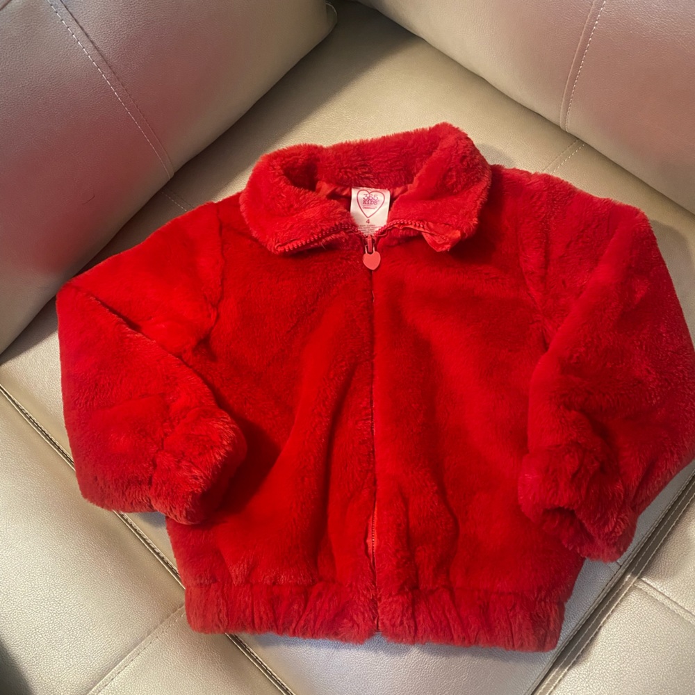 Toddler Girl Red Faux Jacket